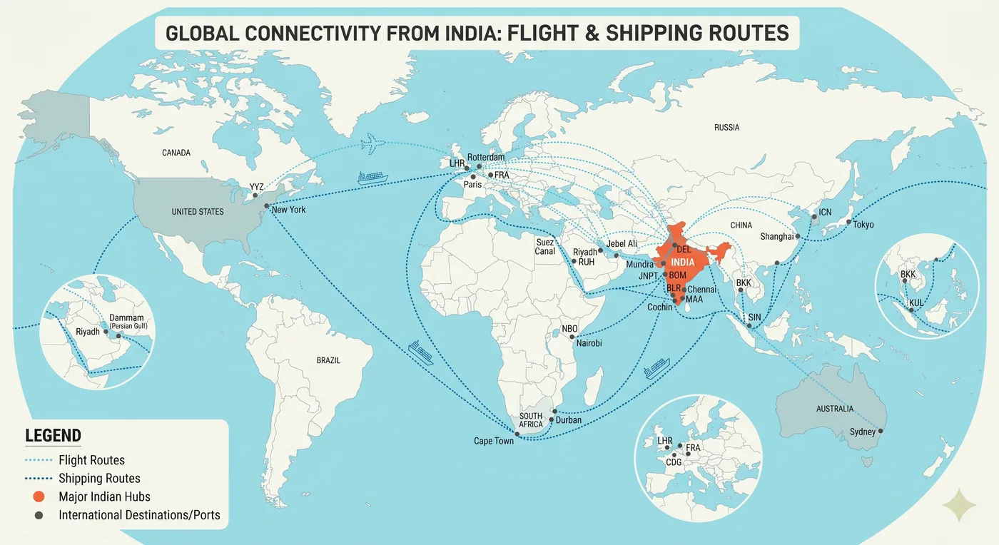International courier routes from India to 220 plus countries